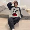 Pijama para Mujer Otoño e Invierno Traje de Franela Forro Polar de Coral Suelto Ropa para el Hogar Dibujos Animados Conjunto de Dos Piezas