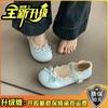 Sapatos Mary Jane Casuais Femininos com Fivela de Flor de Coração 2025 Primavera Novo Diário Versátil Saia Sapatos Pequenos de Couro