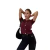 Ropa de Mujer Europea y Americana Transfronteriza Aliexpress Ins Popular de Venta Caliente Cárdigan de Punto de Manga Corta Moda Ajustado Cuello Redondo