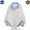 Moletom de Manga Longa com Gola Lapela Falso de Duas Peças de Alta Qualidade da Marca Nasa para Homens na Primavera e Outono Tamanho Grande Casual Solto Tendência