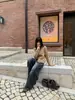 Jeans de Pierna Ancha Estilo Scimitar Yu Yi Shisan Hang para Mujer Otoño Invierno Cintura Alta Sueltos Retro de Longitud hasta el Suelo Pierna Recta Pantalones Largos CXT216