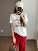 Estilo Deportivo Americano Algodón Nube Estampado de Letras Corte Casual Cuello Redondo Hombro Recto Manga Corta Camiseta H031216