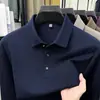 Camisa polo de manga larga con mezcla de lana transfronteriza para hombre, nuevo estilo otoño 2026, cuello camisero, color liso, camiseta básica casual para hombre