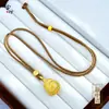Pingente Sachê Perfumado com Design de Abóbora Gordinha, Cobre Banhado a Ouro com Incrustação de Diamante, Nova Corrente para Clavícula Estilo Chinês, Versátil e Exquisito