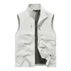 2025 Nuevo Chaleco Casual para Hombre Chaleco Holgado Cremallera Exterior Bolsillo Múltiple con Solapa Pantalones Chaqueta Primavera y Otoño Chaleco de Cintura Talla Grande Deportivo