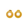 Novos Brincos de Tarraxa Redondos Escovados com Strass Dourado Imitação de Luxo Leve para Mulheres Elegantes Brincos de Ouro de Areia Vietnamita Cobre Banhado a Ouro Joias Yiwu