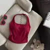 Camisola de alça com corrente de estrelas para mulheres com bojos, estilo hot girl de desejo puro, adequada para usar por dentro ou por fora, sem costas, costas bonitas, top sem mangas para mulheres