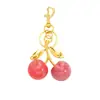 1 Pieza Llavero Brillante Rojo/Rosa con Hoja y Cereza Llavero de Moda Amuletos para Bolsos Amuletos para Carteras para Mujeres Llaveros Regalo Especial para Ella