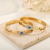 Nueva Pulsera Hueca de Diamantes Ojo de Diablo de Acero de Titanio Chapado en Oro de 18K de Lujo Ligero con Diseño Retro Transfronterizo Venta al por Mayor de Joyería