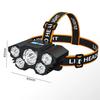 Venda quente 5LED Farol de luz forte recarregável à prova d'água Farol de equitação montado na cabeça Farol de pesca ao ar livre Farol de longa duração