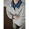 Marca da moda, design falso de duas peças, moletom com gola patchwork, estilo masculino, novo e moderno, caimento solto, top casual e versátil de manga longa