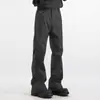 Pantalones Acampanados Estilo Americano Negro Liso para Primavera y Otoño, Versátiles Casuales Modernos Nuevos Pantalones Ajustados para Hombre