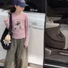 Camiseta de Niña Otoño Manga Larga 2026 Nuevo Estilo Algodón Puro Infantil Dibujos Animados Elegante Camiseta Básica para Niños Mayores Primavera y Otoño Top