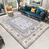 Alfombra Persa Retro Sala de Estar Dormitorio Alfombra Grande de Cobertura Total Fácil de Limpiar Alfombra para Sofá Mesa de Café Felpudo de Lujo Ligero Marroquí
