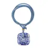 2328-Ágata de Cristal Natural 30mm Cuadrado Trenzado Cuadrado Hebilla de Seguridad Collar Punto Turístico Venta Caliente Producto Nuevo Transfronterizo