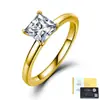 Anillo de Plata S925 con Moissanita de 1.2 Quilates Color D Corte Princesa de Cuatro Garras Apilable para Mujer Popular de Europa y América Bestseller Transfronterizo