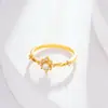 Anillo de Girasol para Mujer, Simple y de Alta Gama, Anillo Hueco para Dedo Índice Incrustado con Diamantes, Moderno y Versátil, Anillo Creativo Abierto