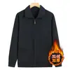Cárdigan de Punto para Hombre de Mediana Edad y Ancianos, Cremallera con Solapa, Forro de Terciopelo, Chaqueta Casual Cálida Engrosada Otoño/Invierno para Papá