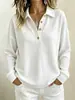 Blusa polo de malha waffle com mangas compridas, estilo europeu e americano, para mulheres, corte solto, com meio botão, cor sólida, camiseta Henley casual