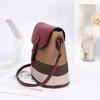 Bolso de Comercio Exterior para Mujer, Bolso de Cubo a Cuadros Simple, de Cuero Genuino, Nuevo Bolso Mini de Hombro a la Moda para Mujer