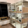 Gaiola para Gatos Gaiola de Criação Três Andares Pet Shop Gaiola para Gatos de Madeira Maciça Espaço Livre Casa Interior Armário para Gatos de Dois Andares Gatil