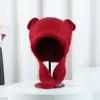 Estilo Coreano Otoño e Invierno Nuevo Sombrero de Punto Cálido con Protección para las Orejas para Mujer Lana Engrosada Orejas de Oso Color Sólido Sombrero Lei Feng Venta al por Mayor