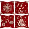 Funda de almohada navideña a cuadros estilo americano, funda de cojín cuadrado a cuadros de copo de nieve de felpa corta, funda de cojín para dormitorio