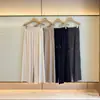Nuevos pantalones de pierna ancha fluidos con cintura elástica MO de otoño, pantalones largos casuales transpirables y ligeros con cordón en la cintura elástica para mujer