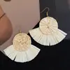 Pendientes de Bambú y Ratán Estilo Bohemio Rafia Únicos Exagerados Pendientes Estilo Vacaciones de Verano en la Costa