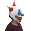 Máscara de payaso de terror pelo rojo ojos azules nariz roja cara podrida Halloween Navidad látex divertido accesorio de cabeza de carnaval