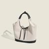 Bolsa de Lona con Lazo de Color Contrastante Estilo 2026 para Mujer, Gran Capacidad, Versátil, de Nicho, Bolso de Hombro de Gama Alta