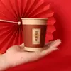 Tazones de papel desechables de color natural para banquetes de boda, vasos y tazones de papel grandes rojos festivos y engrosados, artículos para bodas