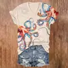 Estampado de arte de pulpo colorido transfronterizo para mujer, cuello en V, manga corta, estampado digital 3D, camiseta personalizada de manga corta para mujer, disponible para venta al por mayor a partir de una pieza