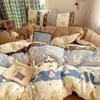 Juego de cuatro piezas funda nórdica linda funda de almohada individual doble algodón lavado dormitorio estudiantil sábanas de cama ropa de cama juego de tres piezas universal para todas las estaciones