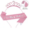 Moda Europea y Americana Transfronteriza Princesa Cumpleaños Fiesta Rosa Diadema Digital Correa para el Hombro Cinturón de Etiqueta Accesorios para la Cabeza de Cumpleaños