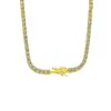 Hip-Hop Europeo y Americano para Hombre Explosivo Hip-Hop Collar de Aleación con Diamantes de 1 Fila Strass Cadena Sencilla de Diamantes Hebilla de Hielo Cadena de Tenis Rey