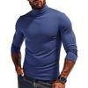 Amazon Transfronterizo Camiseta de Manga Larga de Forro Polar Sólido para Hombre Otoño e Invierno Camiseta Base de Punto Ajustada Cuello Alto Top Cálido