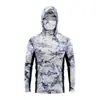 Sudadera con Capucha Camuflaje Transfronteriza con Máscara Facial Integrada, Ropa de Pesca Ligera de Seda Helada con Protección Solar de Manga Larga para Hombre