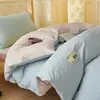Roupa de Cama Três Peças para Dormitório Universitário 100% Algodão Cor Sólida Lençol de Elástico Estilo Dormitório Conjunto de Seis Peças 100% Algodão Roupa de Cama de Solteiro