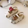 Zapatos para bebés y niños pequeños para niñas, nuevos zapatos de princesa huecos con lazo, sandalias de verano de cereza de dibujos animados para bebés niñas