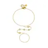 Moda Nicho Personalidad Simple Anillo Geométrico Incrustado de Diamantes Accesorios Ovalados Cadena Pulsera sin Dedos de Acero Inoxidable