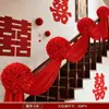Conjunto de Decoração de Quarto de Casamento Flor Vermelha Grande Corrimão da Escada Hortênsia Casamento Decoração de Casa Rural Suprimentos para Latte Art