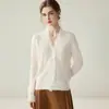 Suéter de encaje estilo francés con cuello en V, 100% cachemira, abrigo de punto moderno, simple y elegante para mujer