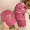 Gorra de béisbol rosa Love para mujer, estilo coreano, con cabeza grande, suave, con forma de gato, moderna y pequeña.