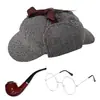 Chapéu de Detetive Sherlock Holmes com Aba Dupla, Lupa, Adereços de Decoração para Cosplay, Conjunto de Pipa - Mais Vendido Internacionalmente
