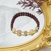 Nuevo Pulsera de Granate para Mujer, Pulsera Sencilla de Piedra de Color, Pulsera de Cristal de Fresa Cuarzo Rosa
