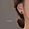 Pendientes de Plata Pura 999 con Granate Rojo del Año Zodiacal para Mujer, Lujo Ligero, Pendientes Retro de Gama Alta, Accesorios para Orejas de Moda y Elegantes