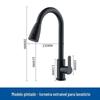 Torneira de Cozinha Retrátil de Aço Inoxidável Giratória com Saídas Duplas de Água Quente e Fria Torneira com Design Escovado