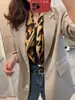 Pañuelo de seda pequeño con estampado de verano y otoño para mujer, pequeño, largo, de alta gama, estilo francés, cuadrado, para atar y atar.