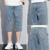 Pantalones Cortos de Mezclilla Tencel Ultradelgados para Hombre, Holgados, Rectos, Casuales, Versátiles, de Siete Puntos, Tendencia Verano 2026
